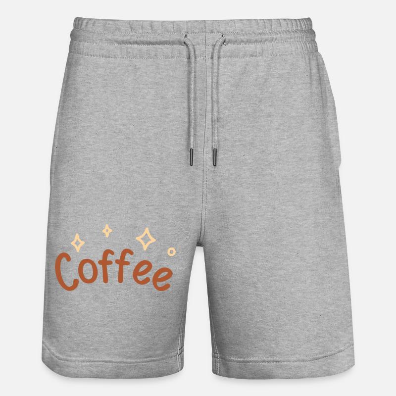 Lettering Coffee Sketch - Stanley/Stella Trainer Unisex Organic Jogging Shorts - heather grey