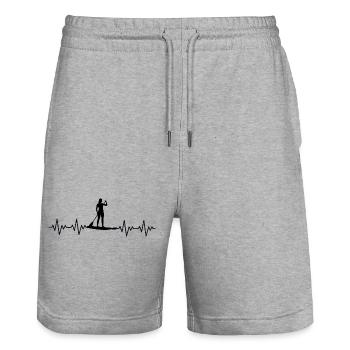 Stand up paddle SUP EKG Herzschlag - Stanley/Stella Unisex Bio Joggingshorts Trainer  - Grau meliert - Vorne - Nik (191cm) & Marisol (170cm)