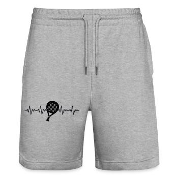 Padel Tennis EKG Herzschlag - Stanley/Stella Unisex Bio Joggingshorts Trainer  - Grau meliert - Vorne - Nik (191cm) & Marisol (170cm)