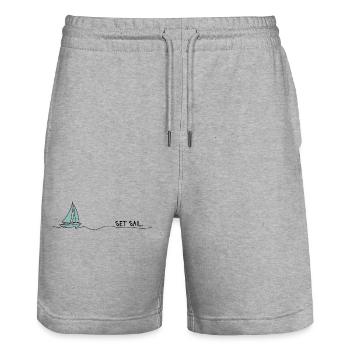 Sailboat silhouette in nautical look - Stanley/Stella Trainer Unisex Organic Jogging Shorts - heather grey - Front - Nik (191cm) & Marisol (170cm)