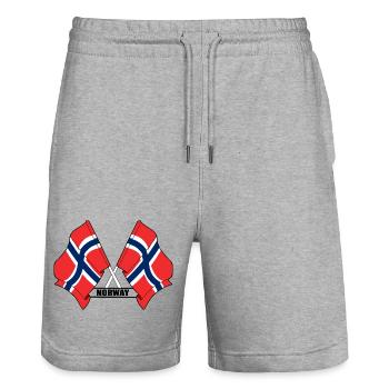 Les drapeaux franchis de la Norvège - Short de jogging bio TRAINER Stanley/Stella unisexe - gris chiné - Devant - Nik (191cm) & Marisol (170cm)