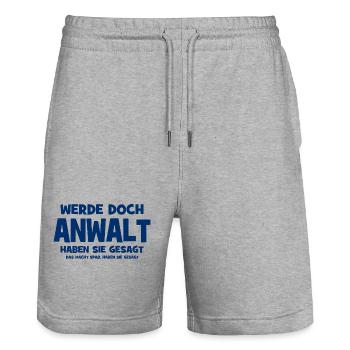 Werde doch Anwalt haben sie gesagt - Das macht Spa - Stanley/Stella Unisex Bio Joggingshorts Trainer  - Grau meliert - Vorne - Nik (191cm) & Marisol (170cm)
