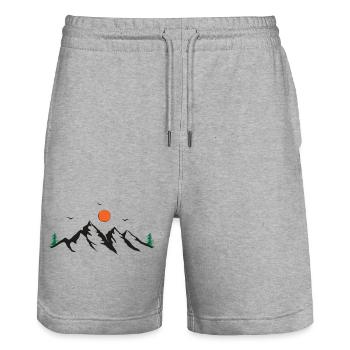 Gebirge - Stanley/Stella Unisex Bio Joggingshorts Trainer  - Grau meliert - Vorne - Nik (191cm) & Marisol (170cm)