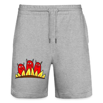 3 Devils - Stanley/Stella Trainer Unisex Organic Jogging Shorts - heather grey - Front - Nik (191cm) & Marisol (170cm)