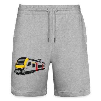 Belgian Electric Multiple Unit Class 08 - Stanley/Stella Trainer Unisex Organic Jogging Shorts - heather grey - Front - Nik (191cm) & Marisol (170cm)