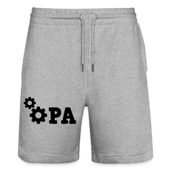 Grandpa Gear Repair - Mechanic Repair Car - Stanley/Stella Trainer Unisex Organic Jogging Shorts - heather grey - Front - Nik (191cm) & Marisol (170cm)
