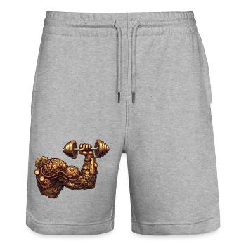 Steampunk Ästhetik & Retro-futurismus - Stanley/Stella Unisex Bio Joggingshorts Trainer  - Grau meliert - Vorne - Nik (191cm) & Marisol (170cm)