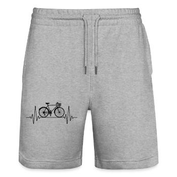 Bicycle ECG Heart Line Cycling Passion - Stanley/Stella Trainer Unisex Organic Jogging Shorts - heather grey - Front - Nik (191cm) & Marisol (170cm)