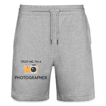 Trust Me I'm a Photographer - Stanley/Stella Trainer Unisex Organic Jogging Shorts - heather grey - Front - Nik (191cm) & Marisol (170cm)
