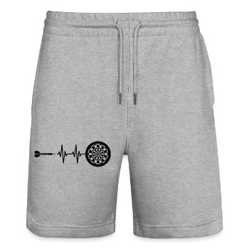 Darts Dartbeat Heartbeat Hoodie Black - Stanley/Stella Trainer Unisex Organic Jogging Shorts - heather grey - Front - Nik (191cm) & Marisol (170cm)