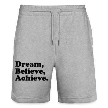 Rêve, croire, atteindre - Motivation Noir - Short de jogging bio TRAINER Stanley/Stella unisexe - gris chiné - Devant - Nik (191cm) & Marisol (170cm)