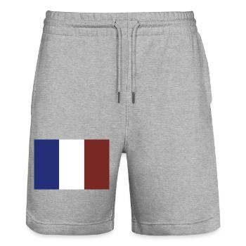 Frankreich Flagge - Stanley/Stella Unisex Bio Joggingshorts Trainer  - Grau meliert - Vorne - Nik (191cm) & Marisol (170cm)