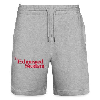 The Exhausted Student - Stanley/Stella Trainer Unisex Organic Jogging Shorts - heather grey - Front - Nik (191cm) & Marisol (170cm)