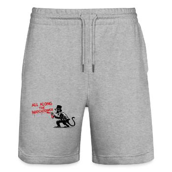 Sprayaffe im Graffiti Stil - Stanley/Stella Unisex Bio Joggingshorts Trainer  - Grau meliert - Vorne - Nik (191cm) & Marisol (170cm)