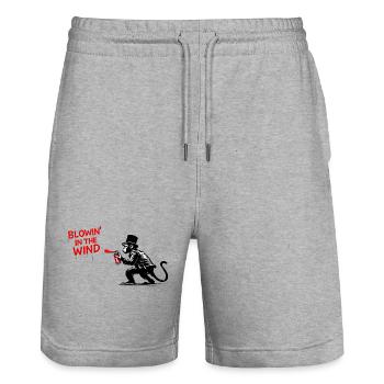 Wind Spray Monkey Graffiti - Stanley/Stella Trainer Unisex Organic Jogging Shorts - heather grey - Front - Nik (191cm) & Marisol (170cm)