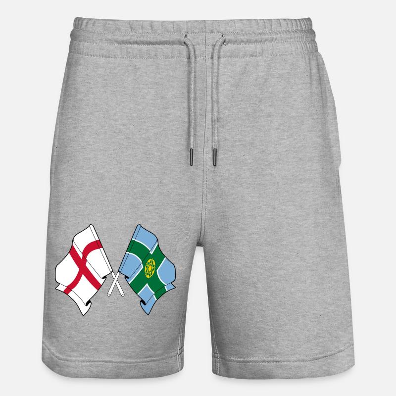 Drapeaux Derbyshire x Angleterre - Short de jogging bio TRAINER Stanley/Stella unisexe - gris chiné