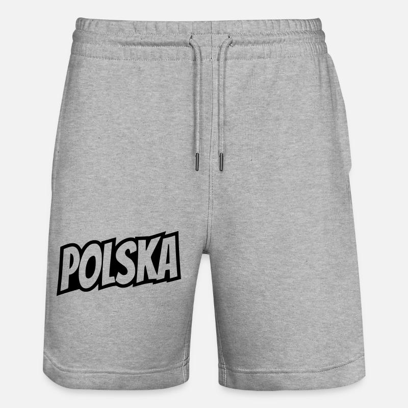 Lettrage Polska - Pologne - Short de jogging bio TRAINER Stanley/Stella unisexe - gris chiné