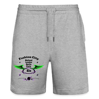 Fashion_City - Short de jogging bio TRAINER Stanley/Stella unisexe - gris chiné - Devant - Nik (191cm) & Marisol (170cm)