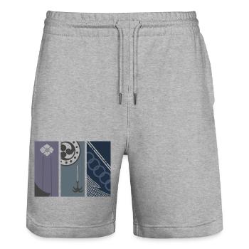 Echoes of Edo - Modern Japanese Art  - Stanley/Stella Trainer Unisex Organic Jogging Shorts - heather grey - Front - Nik (191cm) & Marisol (170cm)