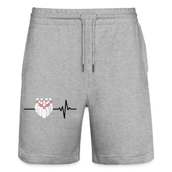 Le bowling, c’est ma vie, battement de cœur, coup - Short de jogging bio TRAINER Stanley/Stella unisexe - gris chiné - Devant - Nik (191cm) & Marisol (170cm)