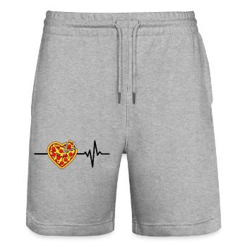 Pizza ist mein Leben, Herzschlag, Foodie, Love - Stanley/Stella Unisex Bio Joggingshorts Trainer  - Grau meliert - Vorne - Nik (191cm) & Marisol (170cm)