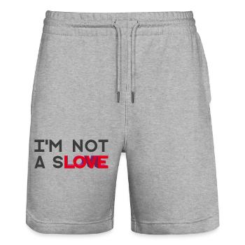 I'M NOT A SLOVE - let's talk - Short de jogging bio TRAINER Stanley/Stella unisexe - gris chiné - Devant - Nik (191cm) & Marisol (170cm)