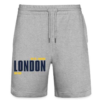 London – England Lyric Design - Stanley/Stella Unisex Bio Joggingshorts Trainer  - Grau meliert - Vorne - Nik (191cm) & Marisol (170cm)