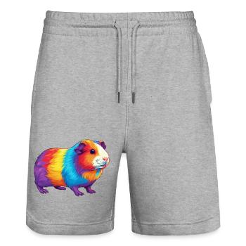 Buntes Meerschweinchen-Regenbogen-Pop-Art-Aquarell - Stanley/Stella Unisex Bio Joggingshorts Trainer  - Grau meliert - Vorne - Nik (191cm) & Marisol (170cm)