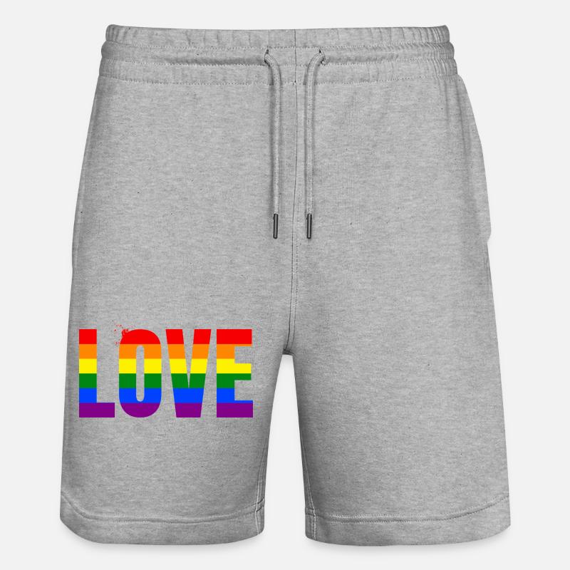LOVE Rainbow Statement – Bold Equality Message - Stanley/Stella Trainer Unisex Organic Jogging Shorts - heather grey