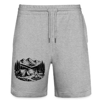 Camping Tent Forest Outdoor - Short de jogging bio TRAINER Stanley/Stella unisexe - gris chiné - Devant - Nik (191cm) & Marisol (170cm)