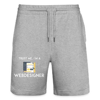 Vertrau mir, ich bin Webdesigner - Stanley/Stella Unisex Bio Joggingshorts Trainer  - Grau meliert - Vorne - Nik (191cm) & Marisol (170cm)