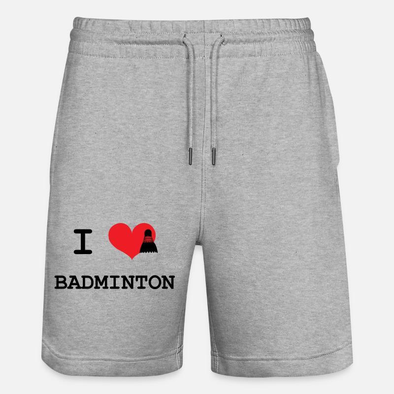 Ich liebe Badminton - Stanley/Stella Unisex Bio Joggingshorts Trainer  - Grau meliert