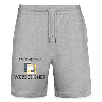Vertrau mir, ich bin Webdesigner - Stanley/Stella Unisex Bio Joggingshorts Trainer  - Grau meliert - Vorne - Nik (191cm) & Marisol (170cm)