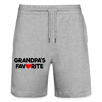 Petit-enfant préféré Cœur rouge Le préféré de grand-père - Short de jogging bio TRAINER Stanley/Stella unisexe - gris chiné - Devant - Nik (191cm) & Marisol (170cm)