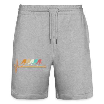 Joueur rétro Puls ECG Icey Hockey Heartbeat - Short de jogging bio TRAINER Stanley/Stella unisexe - gris chiné - Devant - Nik (191cm) & Marisol (170cm)