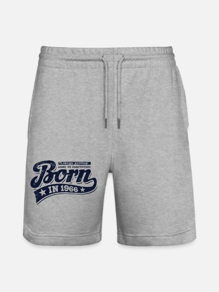 Born in 1966 - Birthday - Limited Edition - Stanley/Stella Trainer Unisex Organic Jogging Shorts - heather grey
