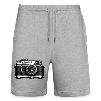 Vintage-Kamera-Skizze - Stanley/Stella Unisex Bio Joggingshorts Trainer  - Grau meliert - Vorne - Nik (191cm) & Marisol (170cm)