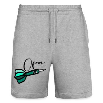 Darts Player Darts Grandpa - Stanley/Stella Trainer Unisex Organic Jogging Shorts - heather grey - Front - Nik (191cm) & Marisol (170cm)