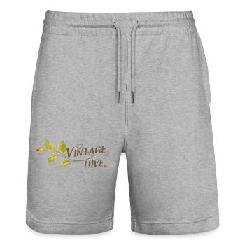 Vintage Rosen - Stanley/Stella Unisex Bio Joggingshorts Trainer  - Grau meliert - Vorne - Nik (191cm) & Marisol (170cm)
