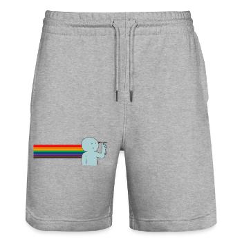 Darts & Rainbow Vibes - Stanley/Stella Trainer Unisex Organic Jogging Shorts - heather grey - Front - Nik (191cm) & Marisol (170cm)