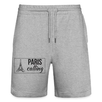 Paris Calling - Stanley/Stella Trainer Unisex Organic Jogging Shorts - heather grey - Front - Nik (191cm) & Marisol (170cm)