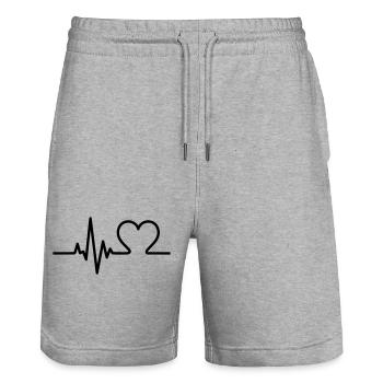 Herzschlag mit Herz – Liebe & Leben Symbol - Stanley/Stella Unisex Bio Joggingshorts Trainer  - Grau meliert - Vorne - Nik (191cm) & Marisol (170cm)