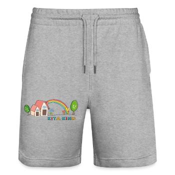 Kita Kind Regenbogen  - Stanley/Stella Unisex Bio Joggingshorts Trainer  - Grau meliert - Vorne - Nik (191cm) & Marisol (170cm)