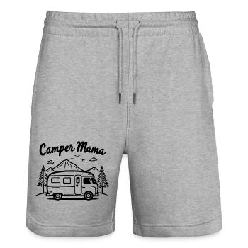 Camper Mama Abenteuer Berge Campingbus - Stanley/Stella Unisex Bio Joggingshorts Trainer  - Grau meliert - Vorne - Nik (191cm) & Marisol (170cm)