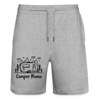 Camper Mama Abenteuer Berge Campingbus - Stanley/Stella Unisex Bio Joggingshorts Trainer  - Grau meliert - Vorne - Nik (191cm) & Marisol (170cm)