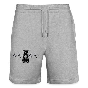 Pitbull ECG heartbeat - Stanley/Stella Trainer Unisex Organic Jogging Shorts - heather grey - Front - Nik (191cm) & Marisol (170cm)