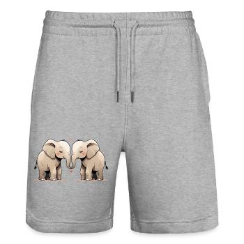 Elefantenherz Trunkfreundschaft - Stanley/Stella Unisex Bio Joggingshorts Trainer  - Grau meliert - Vorne - Nik (191cm) & Marisol (170cm)