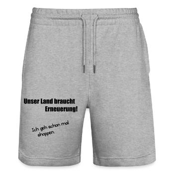 Renewal - Stanley/Stella Trainer Unisex Organic Jogging Shorts - heather grey - Front - Nik (191cm) & Marisol (170cm)