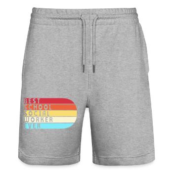 Social Worker Social Pedagogue Social Worker - Stanley/Stella Trainer Unisex Organic Jogging Shorts - heather grey - Front - Nik (191cm) & Marisol (170cm)