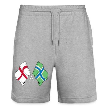 Gloucestershire & England kreuzte Flaggen - Stanley/Stella Unisex Bio Joggingshorts Trainer  - Grau meliert - Vorne - Nik (191cm) & Marisol (170cm)